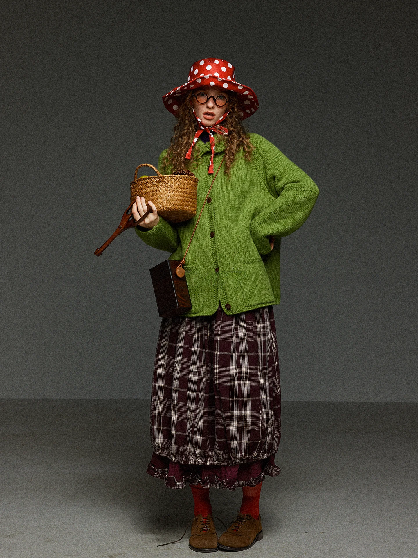 

Retro Lazy Sle Knitted Open Cardigan Women's Loose Casual Sweater Jaet with ket Mid-Length Spring Season Outerwear