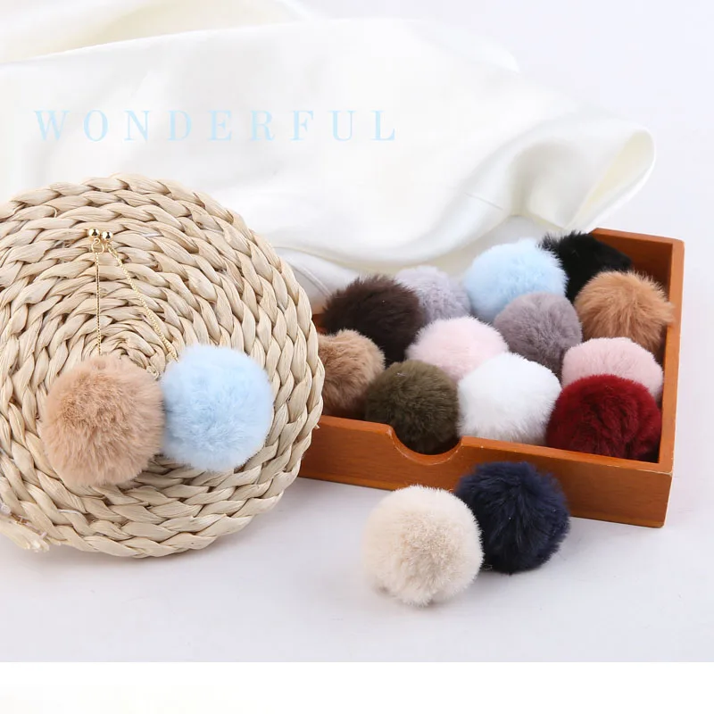 1pcs Diy Jewelry Accessories Plush Rabbit Hair Ball With Hanging Earrings All-match Keychain Material Autumn Winter Pendant