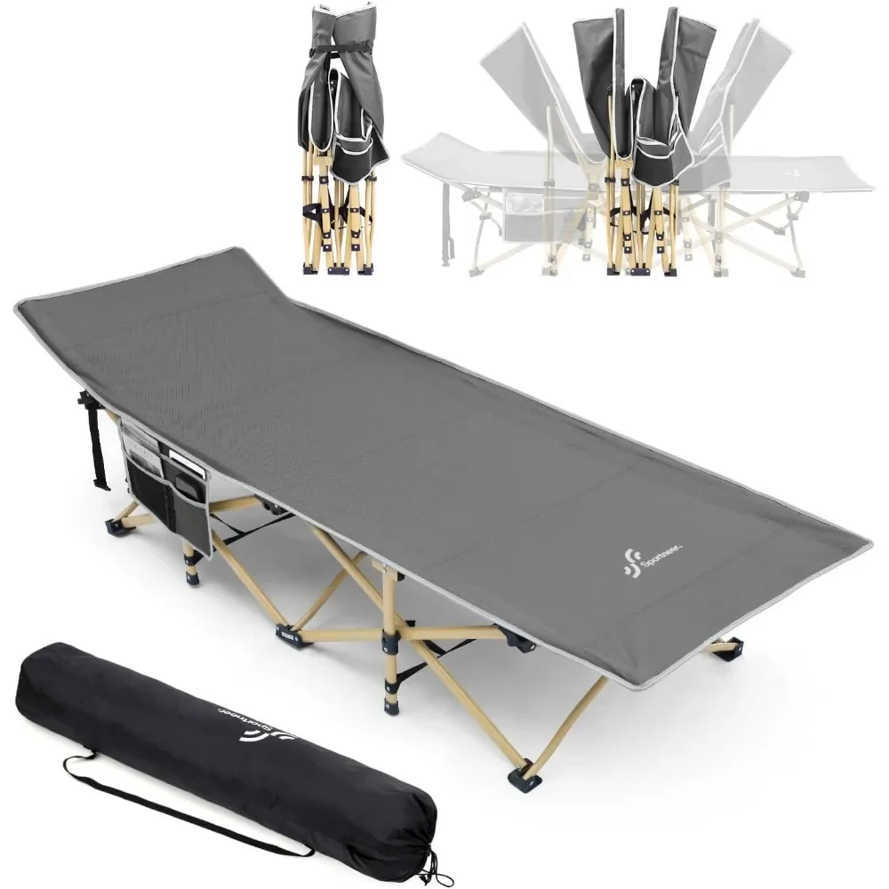 Camping Cots for Adults, Camp Cot 2 Side Pockets Cots for Sleeping 450LBS(Max Load) Portable Folding Cots Extra Wider Cot