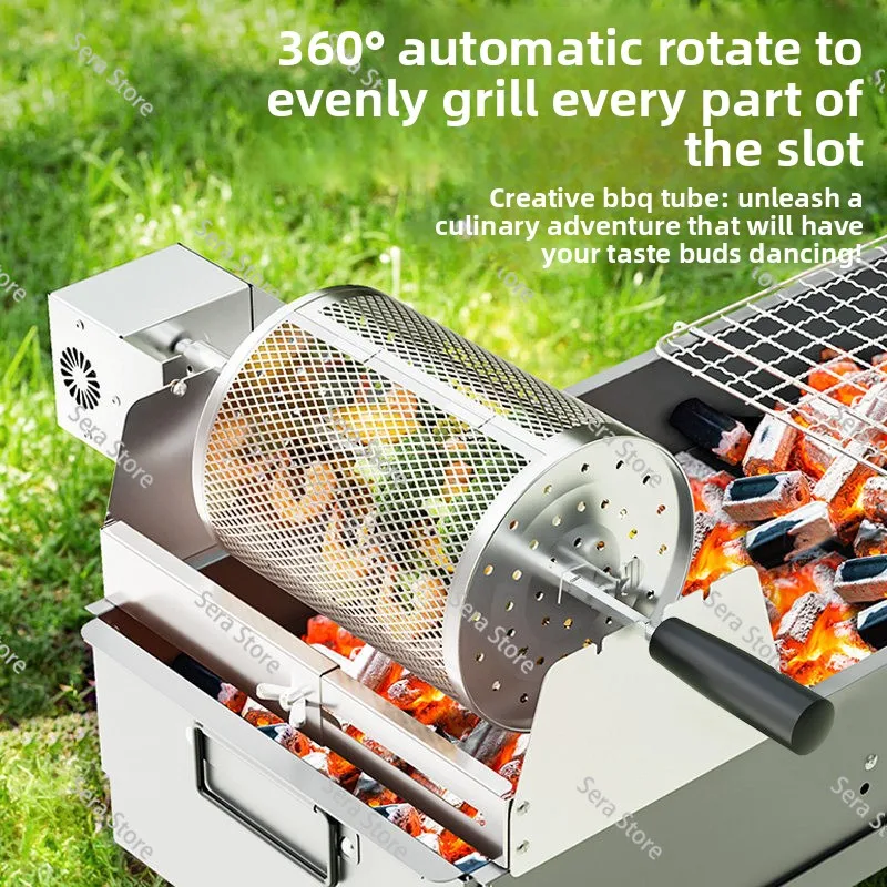 Barbecue Cage Smoked Barbecue Round Automatic Rotation