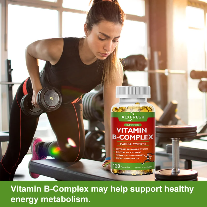 B-Complex Vitamins (B12 B1 B2 B3 B5 B6 B9 Folic Acid &Biotin) Capsule Liver, Immune System, Energy Support Nutrition Supplement