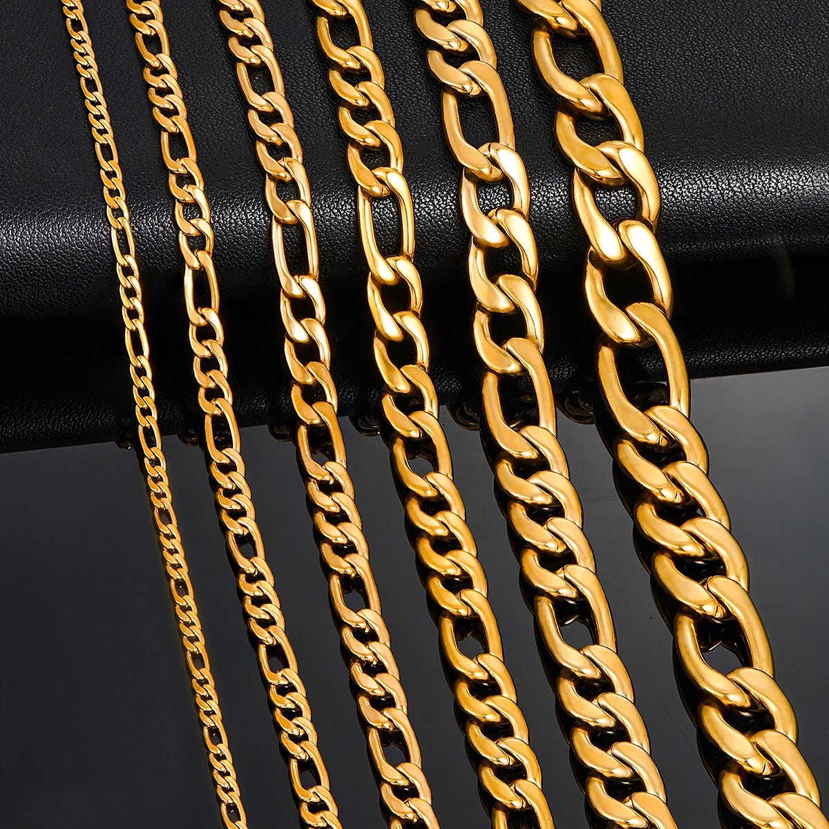 Thickness 3mm/4.5mm/6mm/7.5mm/9.5mm/11.5mm Gold Color Stainless Steel Figaro Link Classic Necklace Chain for Men Women Jewelry