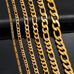 Thickness 3mm/4.5mm/6mm/7.5mm/9.5mm/11.5mm Gold Color Stainless Steel Figaro Link Classic Necklace Chain for Men Women Jewelry