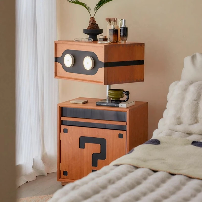 

Cherry wood home sofa side cabinet storage bedside table