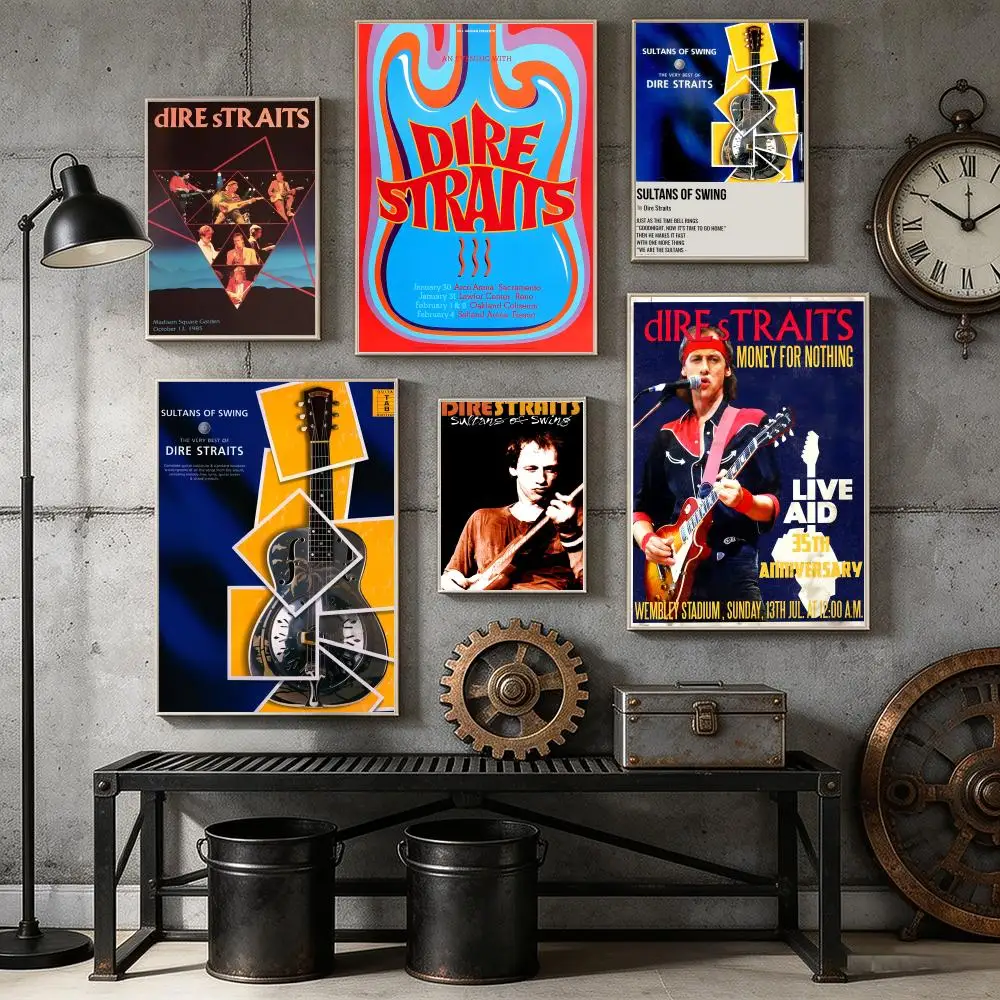 D-Dire S-Straits Band Painting Calligraphy Canvas Poster Bedroom Living Room bar Hallway House interior Wall Decor