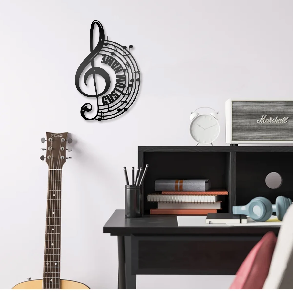 

1pc cool musical notes Personalized Name Metal Wall Signs Tin Wall Plaque For Kids Room Living Room Home Decor