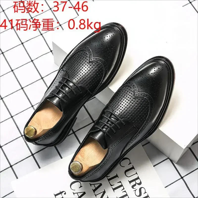 Sapatos de couro britânico casual masculino, estilo coreano, de topo baixo, fundo macio, negócios, mocassins formais