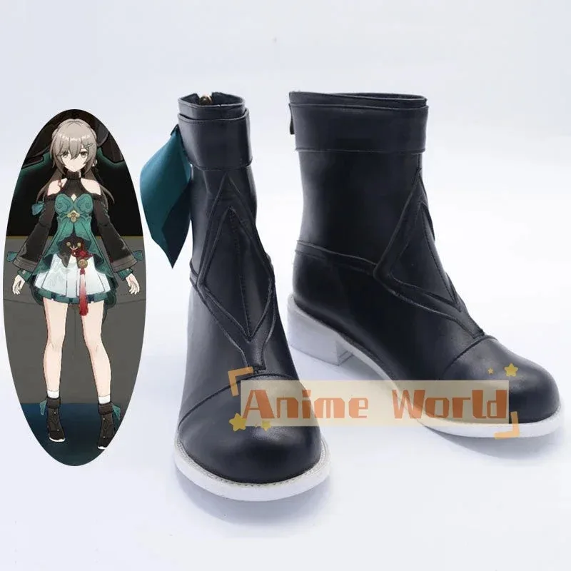 2025 11 Honkai: Star Rail Qingque Cosplay zapatos de cuero PU botas de Carnaval de Halloween hechas a medida