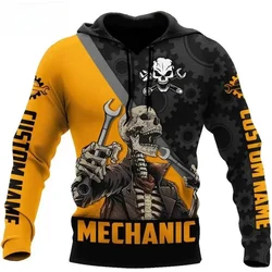 Supercool meccanico birra biliardo Skull Men' felpa con cappuccio felpa stampa 3D moda autunno e inverno cappotto Casual Unisex oversize C