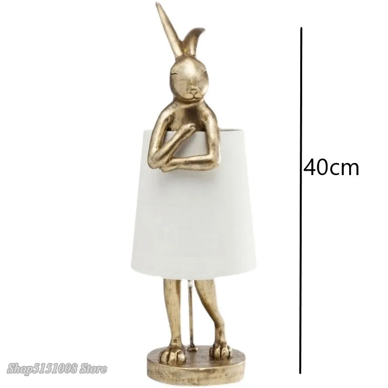 Design Creative Resin Rabbit Table Lamps Retro Nordic Living Room Bedroom Bedside Led Desk Lamp Home Decor Lighting Fixtures