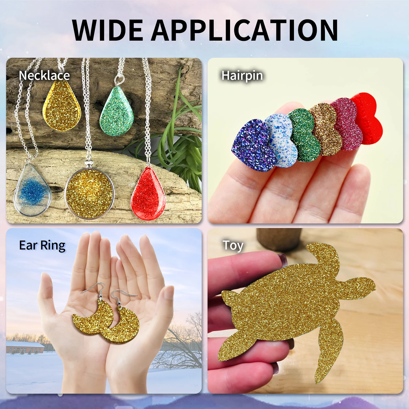 Single Sided Glitter Acrylic  3.0 MM Thick PMMA, 12*8 InchSheet for Decoration, Crafts, Jewelry,DIY etc.