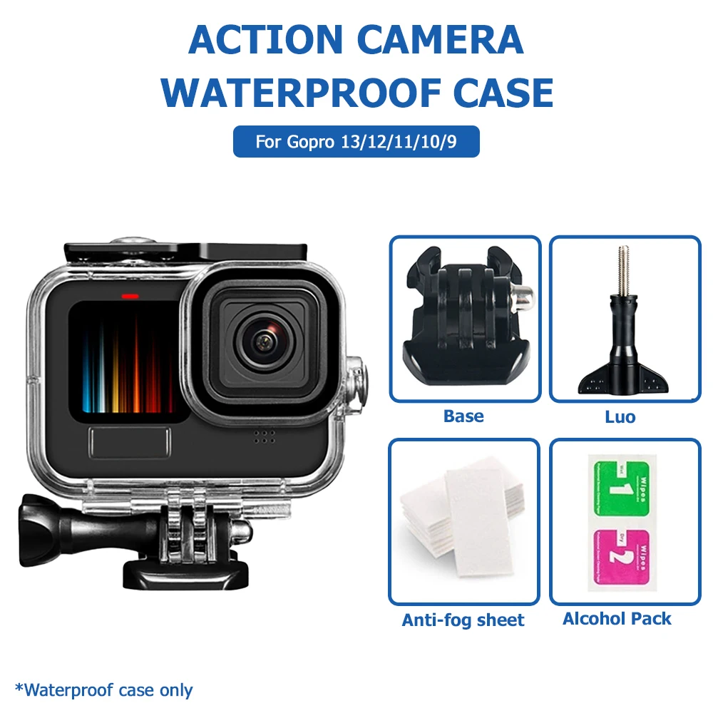 Carcasa Impermeable para GoPro Hero 13 12 11 9 Black, Funda Protectora para Buceo Subacuático, Accesorio con Agarre Flotante