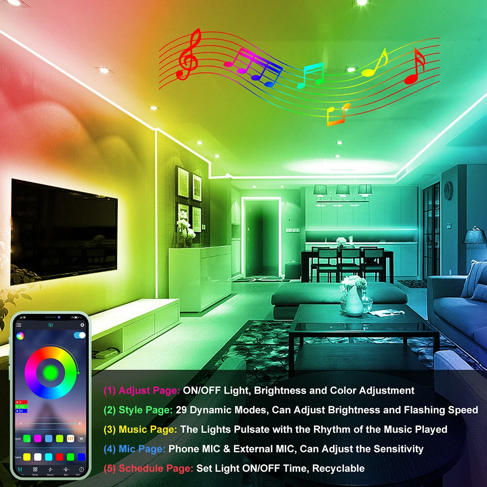RGB COB LED Strip WIFI Bluetooth APP Control 24V 480LEDs/M TV BackLight Room Decoration Led Tape Diode Flexible Ribbon