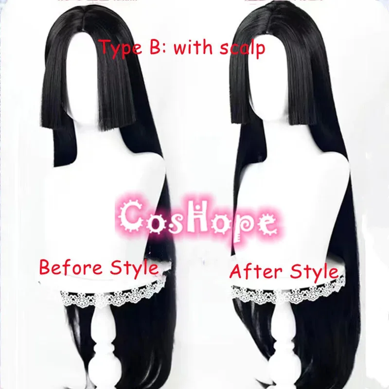Boa Hancock Wig Hitam Lurus Panjang 100Cm Wanita Cosplay Anime Wig Sintetis Tahan Panas