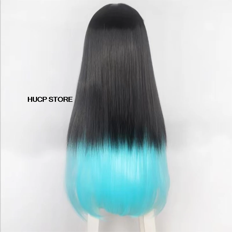 Tokitou Muichirou Wig Anime Demon Slayer Kimetsu No Yaiba Cosplay Black And Blue Gradient Long Straight Wig Men Women