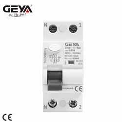 GEYA GYL9 AC Type RCCB Residual Current Circuit Breaker AC ELCB 2 Pole 25A 40A 63A 100A RCD 6KA