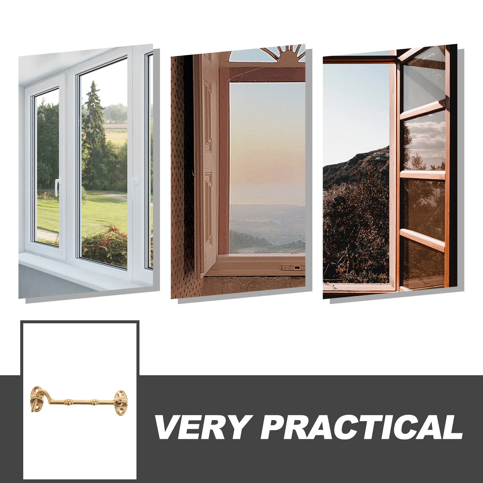 

Комплект из 2 латунных крючков и защелок (10,5 см) для дверей спальни и окон – Прочный ветрозащитный замок для обеспечения безопасности и конфиденциальности дома и офиса