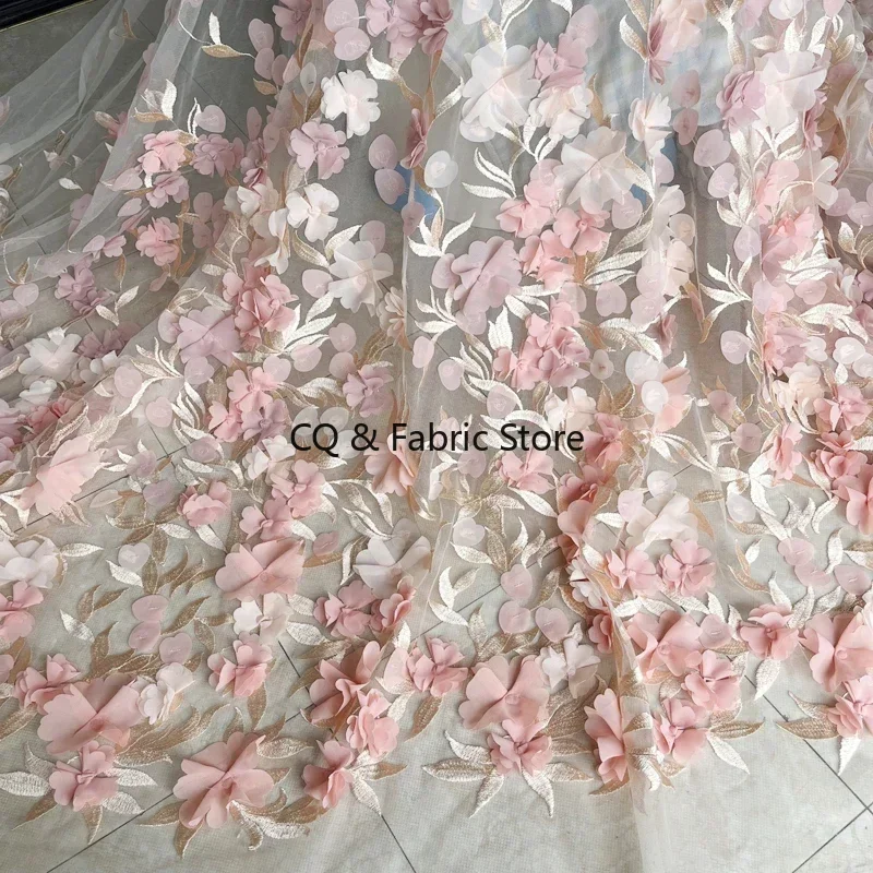 

Шифоновое кружевное свадебное платье с цветами, платье с хвостом, ткань, сетка, трехмерная юбка с вышивкой, аксессуары на метр