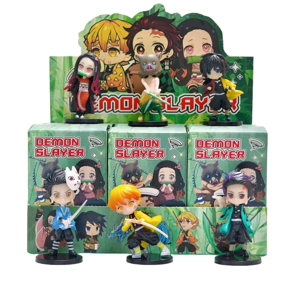 شيطان القاتل تانجيرو كامادو Nezuko أنيمي الكرتون الشكل صندوق أعمى الإبداعية شخصية تمثال نموذج زخرفة مفاجأة هدية مربع