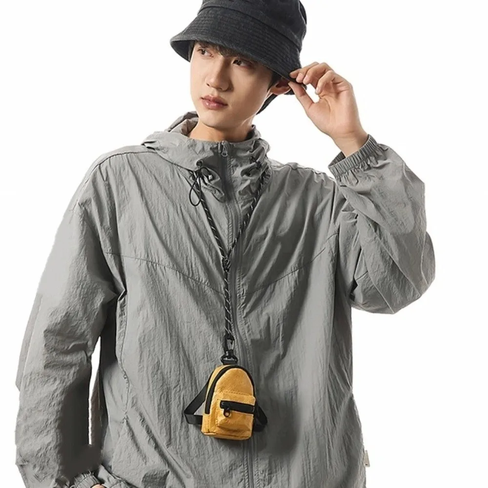 Waterproof Men Coin Purse Pendant Mountain Keychain Korean Ins Style Small Storage Bag Nylon Lightweight Men Mini Wallet