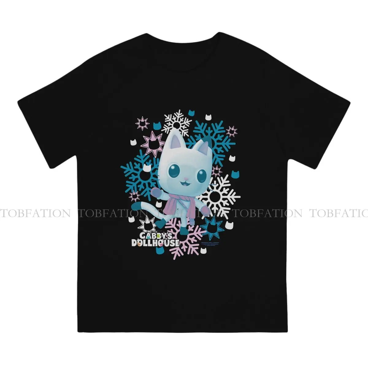 Pandy Paws Christmas Snowflake Collage Round Collar TShirt Gabby's Dollhouse Fabric Classic T Shirt Men Tops New Design