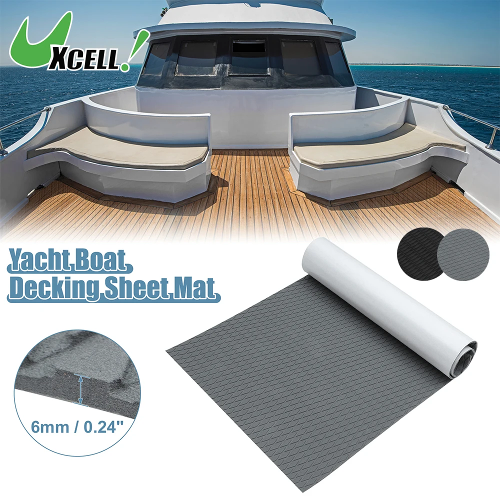 

UXCELL 1200x550mm EVA Faux Teak Decking Sheet Mat Non-Slip Self-Adhesive for Boat Yacht Marine Deck Pad RV Car Trunk Flooring