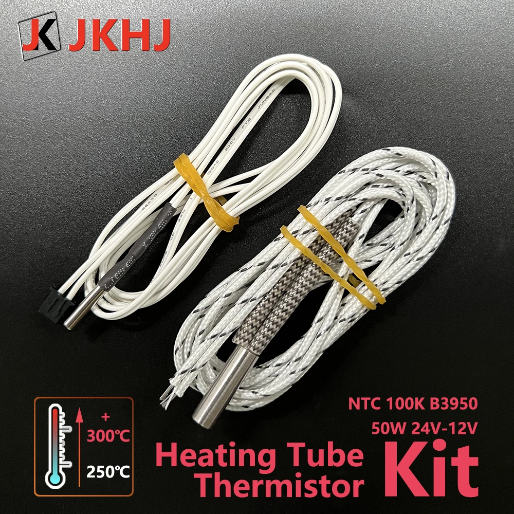 E3D Podgrzewacz Akcesoria do drukarek Rura grzewcza 12V 24V 50W Wkład grzewczy Zestaw termistora 320 ℃   Części Hotend do rur grzewczych 100K