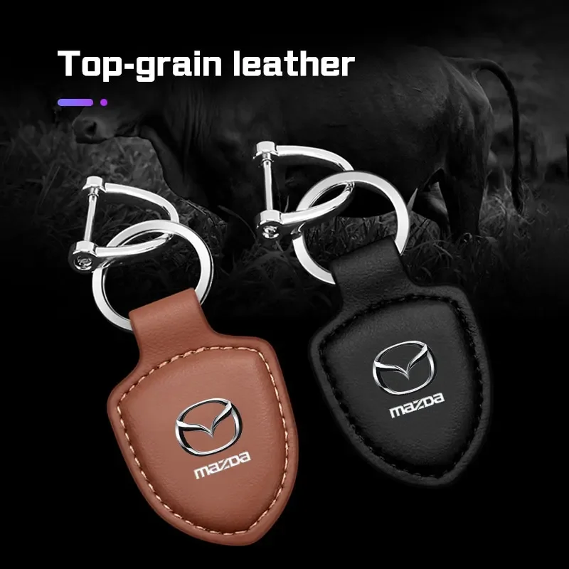 

Premium Leather Car Key Fob Holder Strap Keychain for Mazda CX-30 CX-5 CX-50 Car Interior Decoration