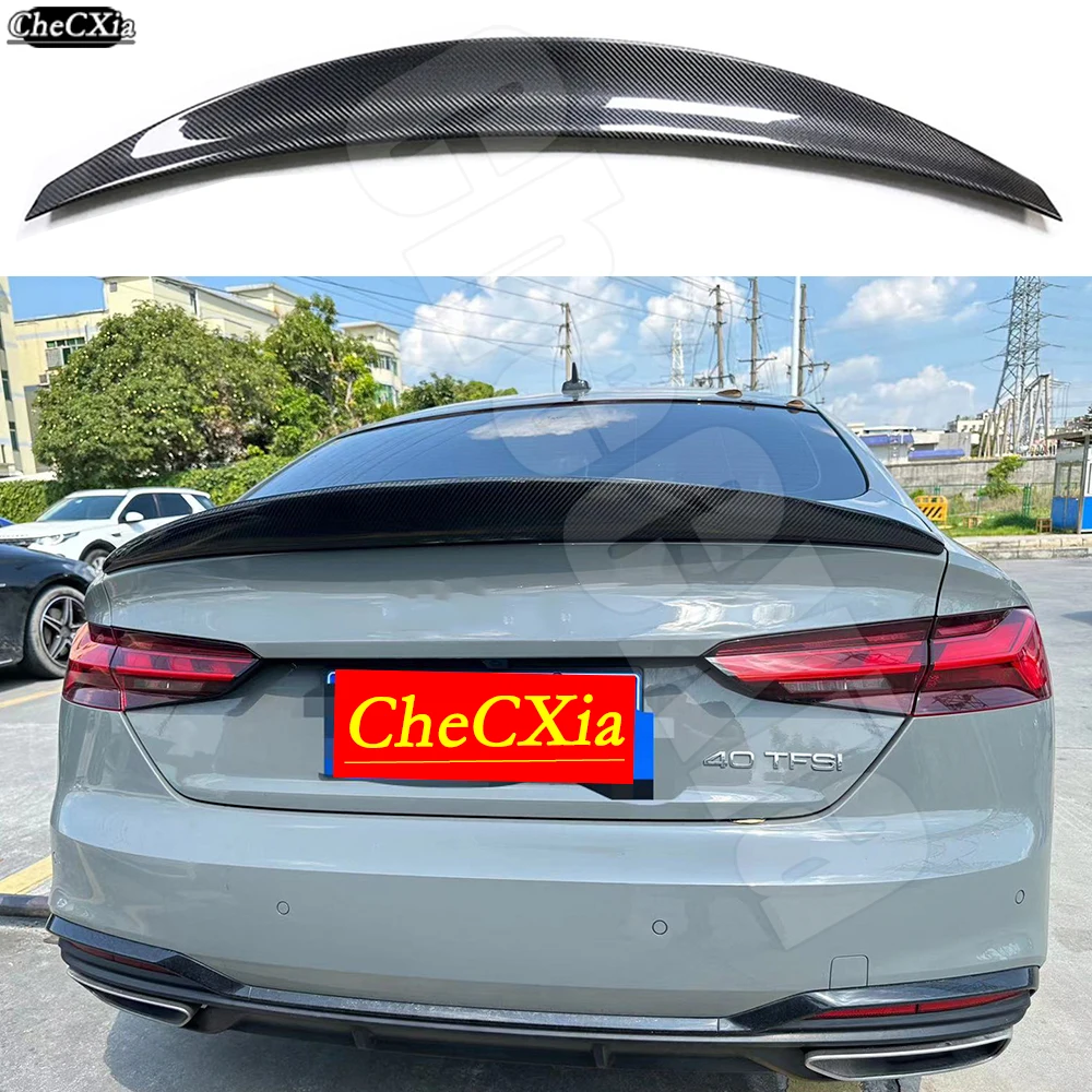 

For 2017-2024 Audi A5 S5 RS5 4-Door Hardtop Sedan Carbon Fiber Material Rear Spoiler Bright Black HK Style Trunk Lid Spoiler