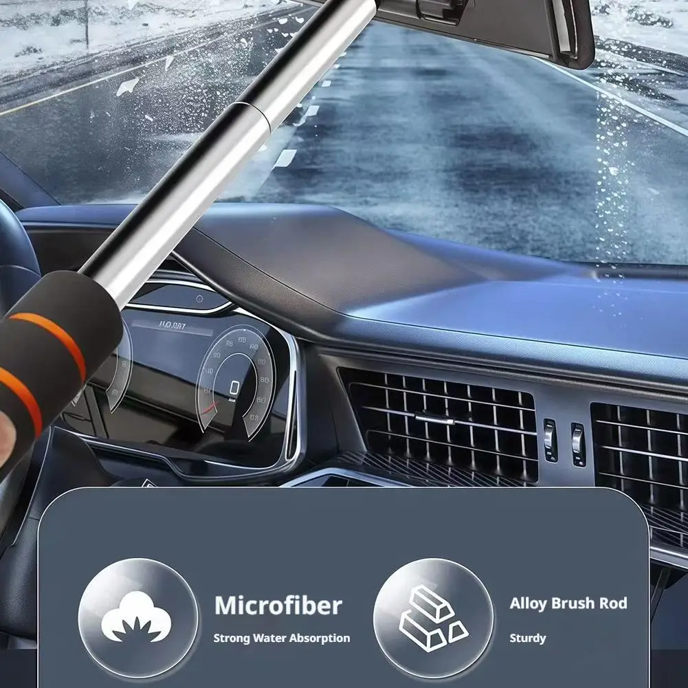 Telescopic Car Windshield Wiper with Metal Pole Glass Cleaning Cloth for Defogging And Dust Removal - Auto Cleaning Accessory