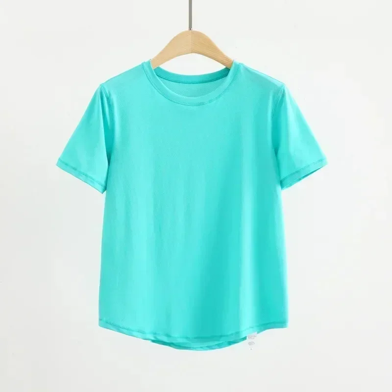 

Лимонная женская футболка на весь день с коротким рукавом, свободная посадка с круглым вырезом, мягкая сетчатая футболка, впитывающая пот, рубашка для бега для йоги со светоотражающими деталями