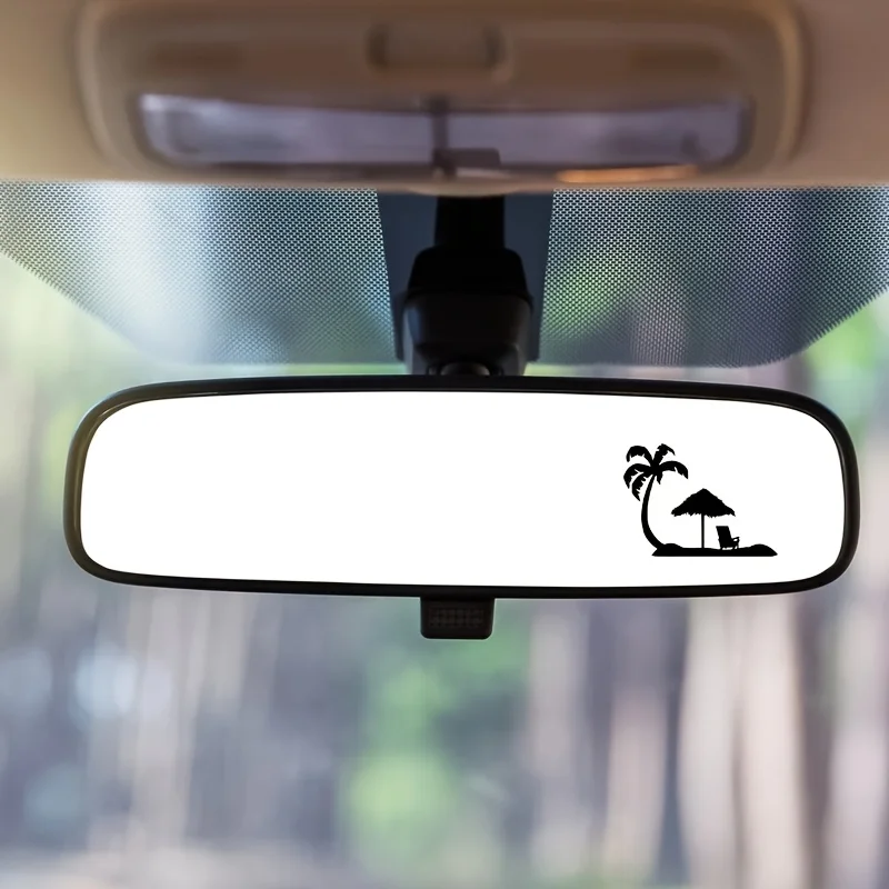 

2 виниловых наклейки на зеркало автомобиля, пляжный зонт и стул с дизайном пальмы, подходит для автомобилей, ноутбуков и стен