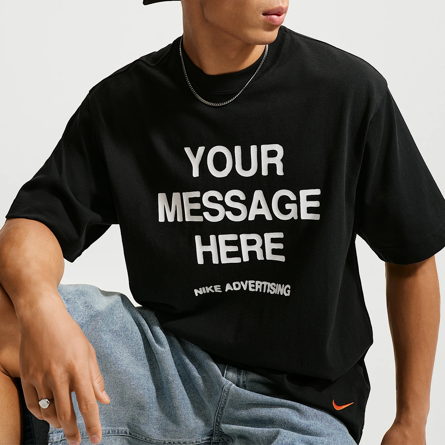 Nike genuine men's casual sports letter printed round neck short sleeved T-shirt IQ5861-010