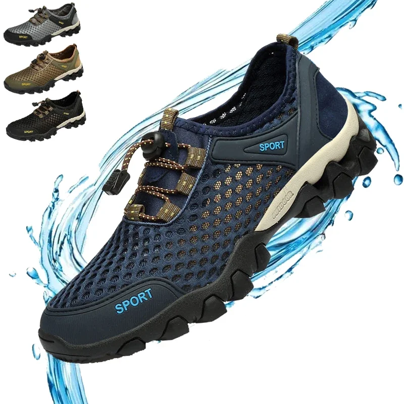

2023 New Fashion Aqua Shoes Men Non-slip Fishing Quick-drying Breathable Water Shoes Diving Walking Mesh Sport Rubber Sneakers