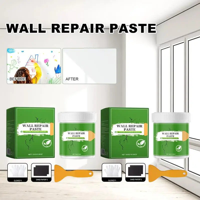 Impermeável parede Patch Repair Kit Drywall Patch Prego Hole Filler, secagem rápida, cobertura forte com lixa