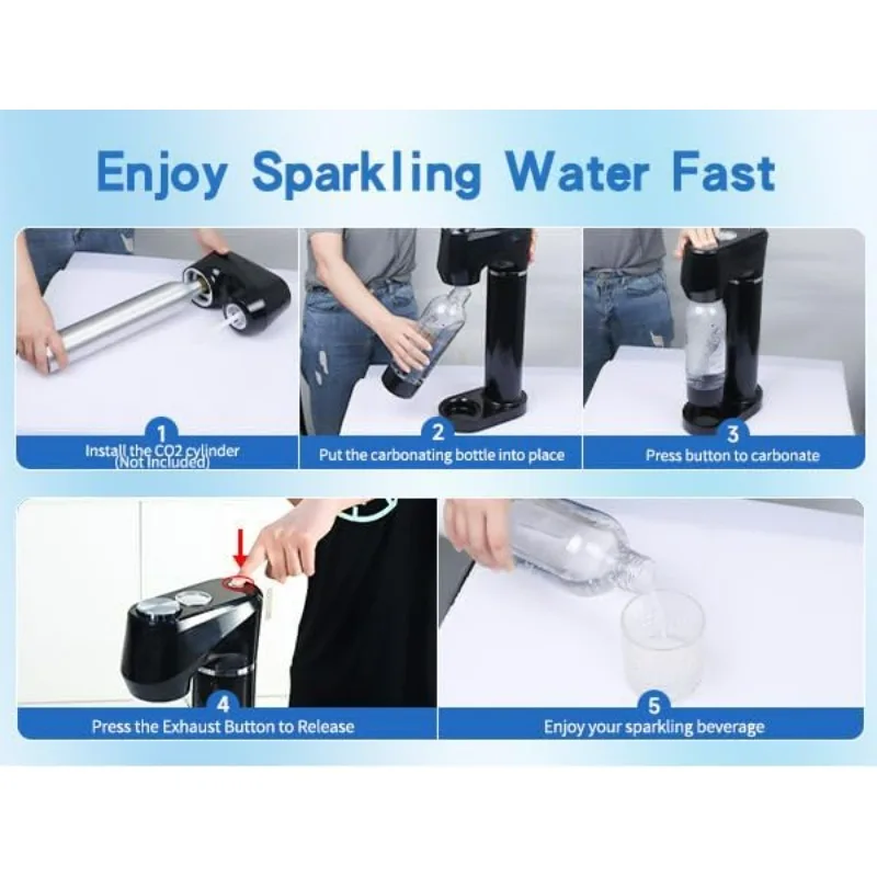 Sparkling Water Maker,Soda Streaming Machine for Home Use, Carbonated Water Machine,  60L CO2 Exchange Carbonator