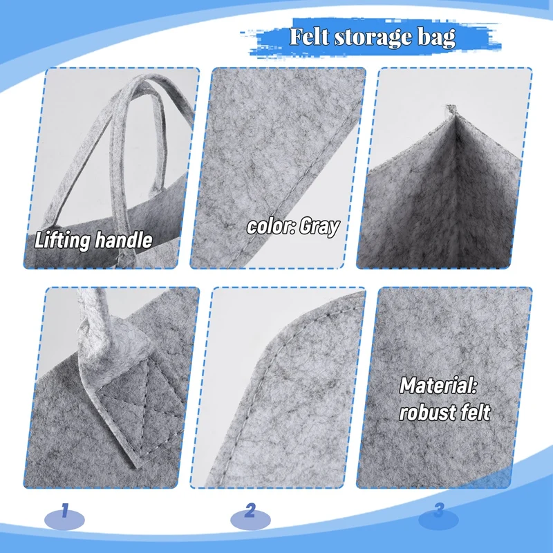 Felt Purse, Felt Storage Bag Large Capacity Casual Shopping Bag - Gray-DTB1