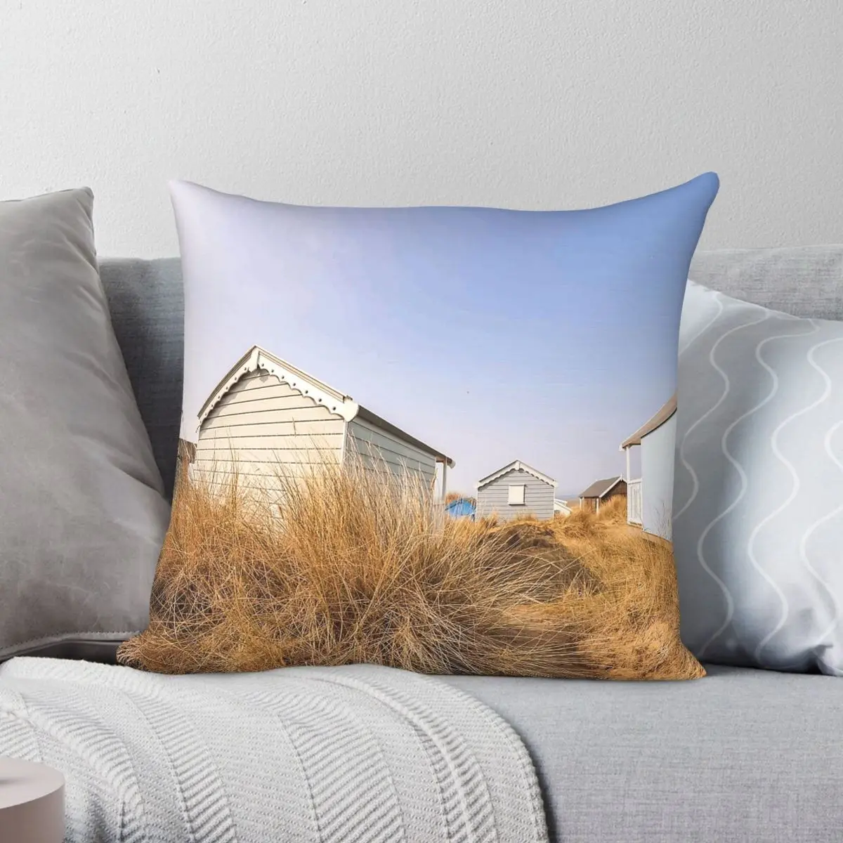 Hunstanton Beach Huts North Norfolk Square Pillowcase Polyester Linen Velvet Creative Zip Decor Throw Pillow Car Cushion Cover