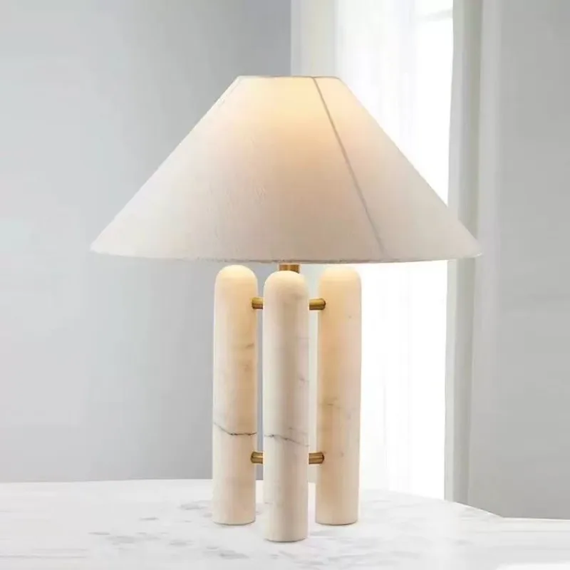 Spanish Fabric Marble LED Floor Lamps Study Bedside Office Creative Personality Reading Night Table Lights Illumination Fixtures