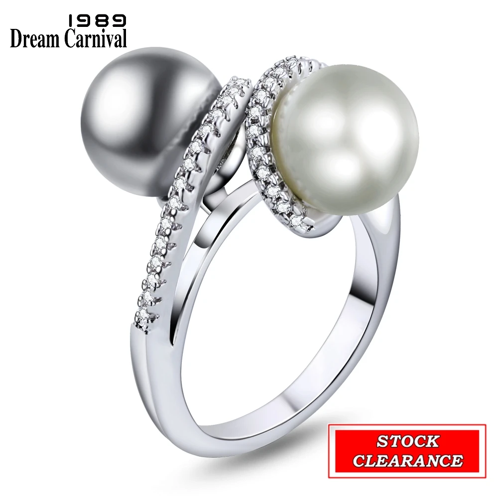 Big Bargain DreamCarnival1989 Women Gothic Pearl Rings Stock Clearance Limited Size Small Quantity Bottom Price Sale Lover Gift