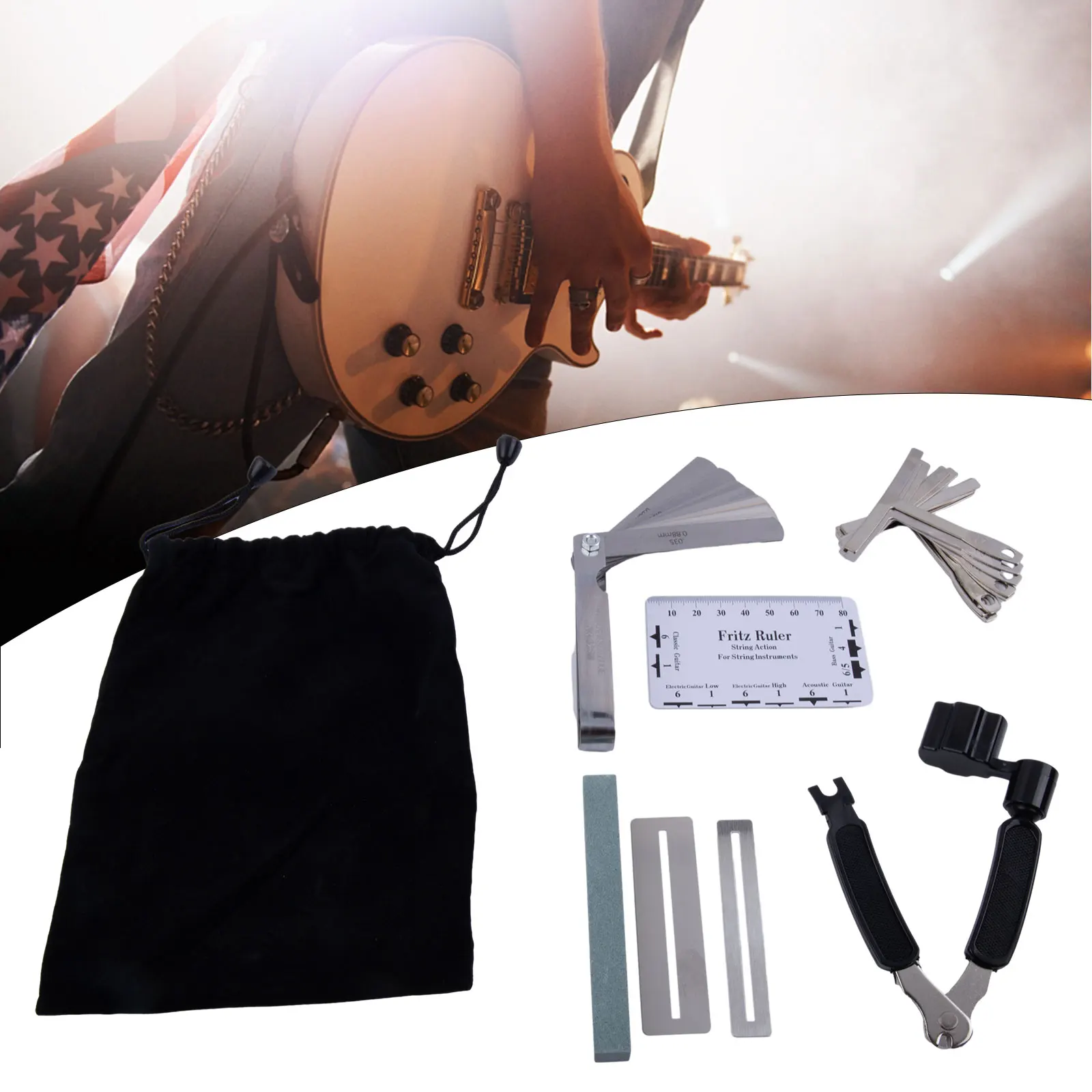 

Музыкальные инструменты, новый стиль, гитарные инструменты, инструменты для гитарных мастеров, серебро, набор из 9 предметов, премиум-инструменты для мастеров, нержавеющая сталь