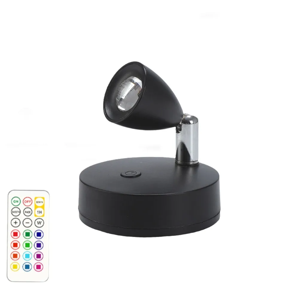 Magnetic Suction Magnetic LED Spotlight 13 Colors Dimmable Wireless Night Light Rotatable Head Battery Operated Wall Lamp