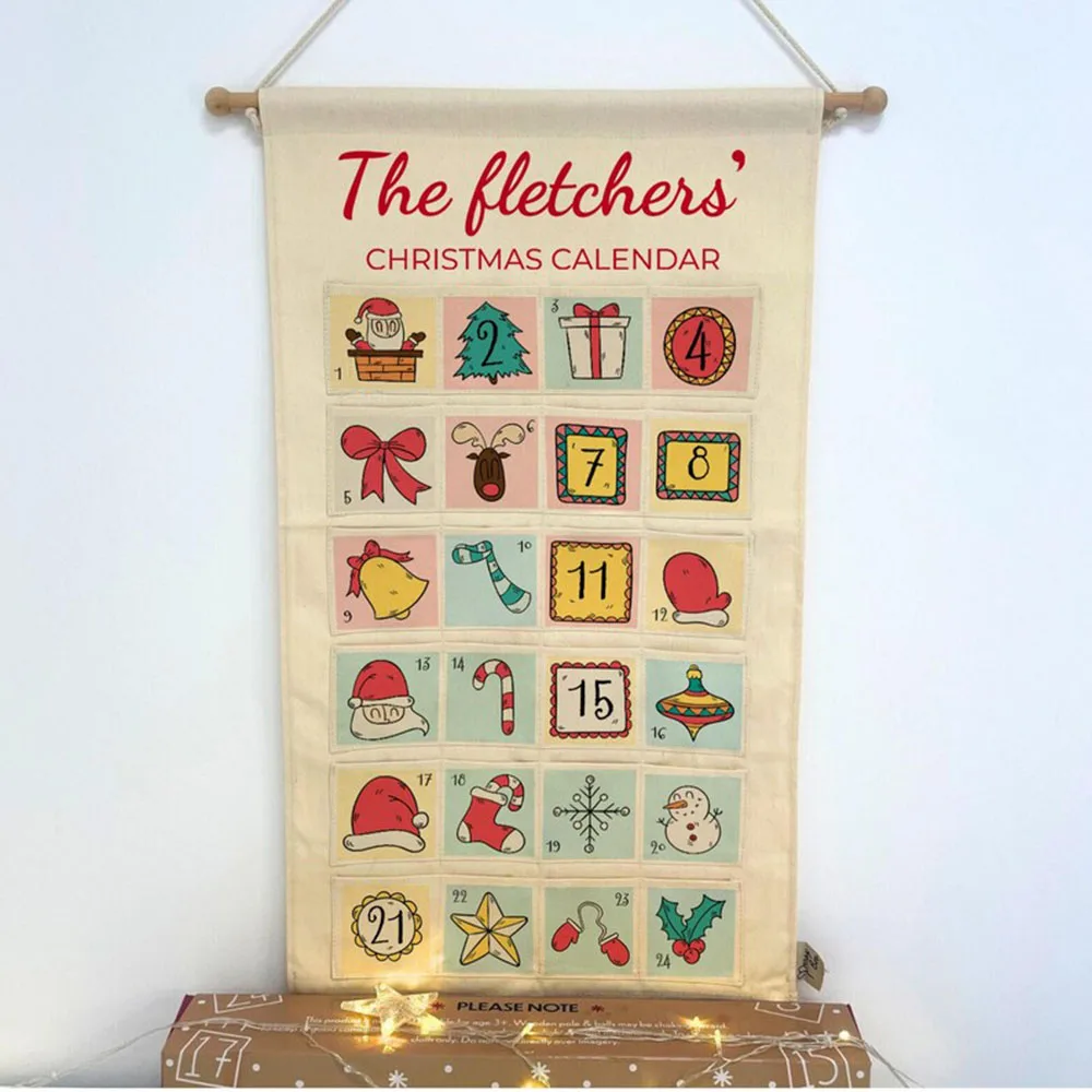 ปฏิทินนับถอยหลังวันคริสต์มาสแบบแขวนผนังลายชื่อสั่งทำสุดเทรนดี้ ใช้ซ้ำได้ ของตกแต่งวันคริสต์มาส ของขวัญวันเกิดสำหรับเด็ก