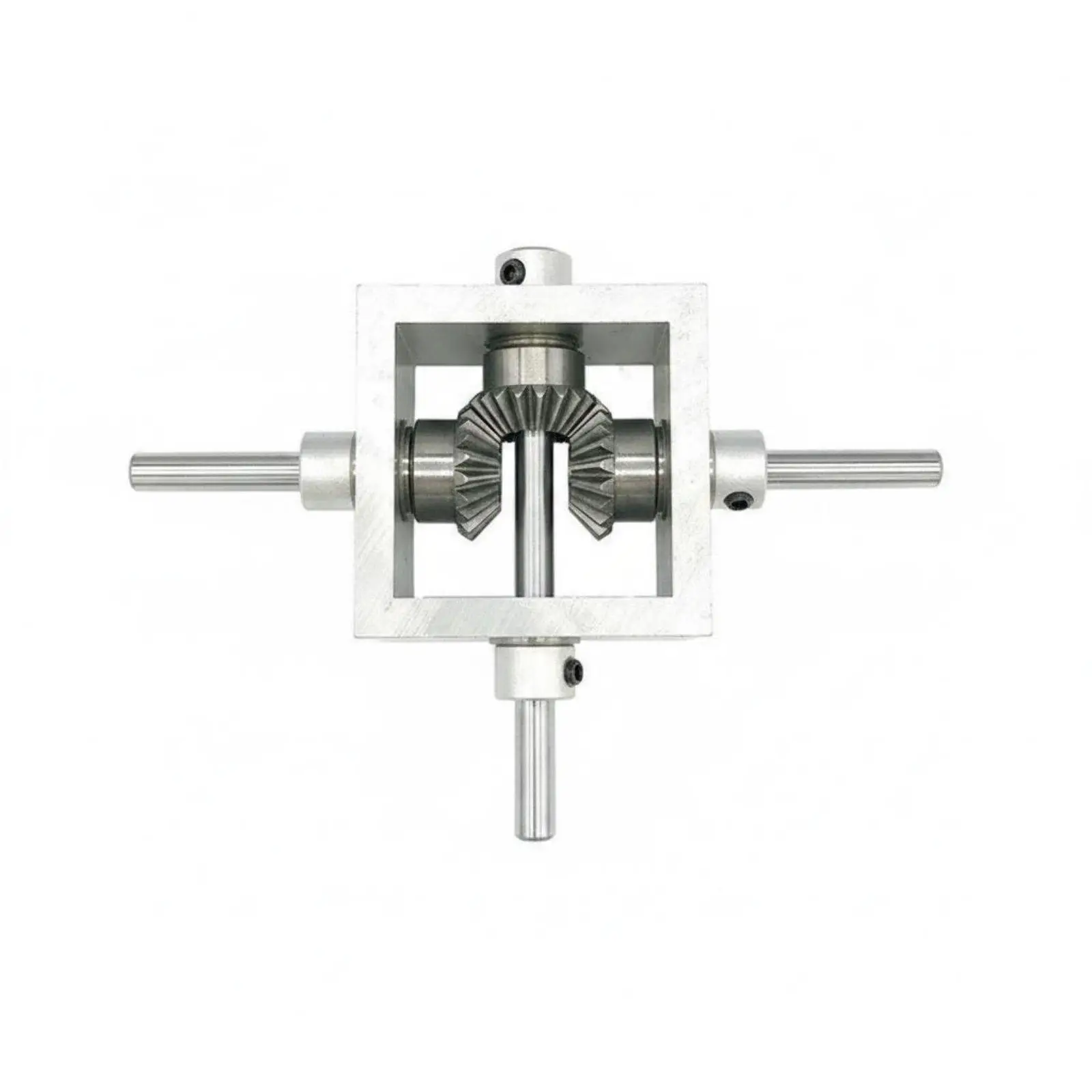 Compact Right Angled Gearbox 1 to 1 Bevel Gear Reducer Dual Output Shaft for Small Machinery Motion Control Layout