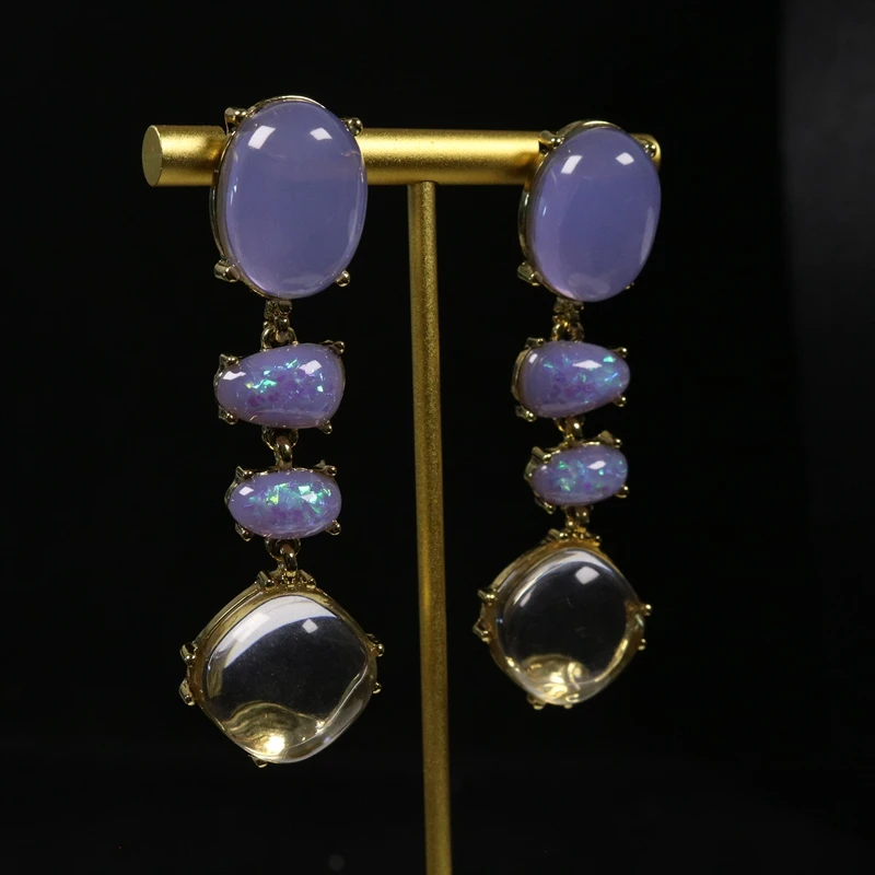 Long Pendant Glass Resin Geometry Earring Stud Sweet Party Jewelry For Women