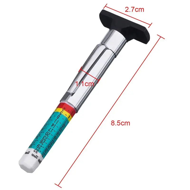 AT16 20 Packs Tyre Tread Depth Gauge Color Coded Tire Depth Gauge Tool Tire Tread Depth Accurate Measurement Tools