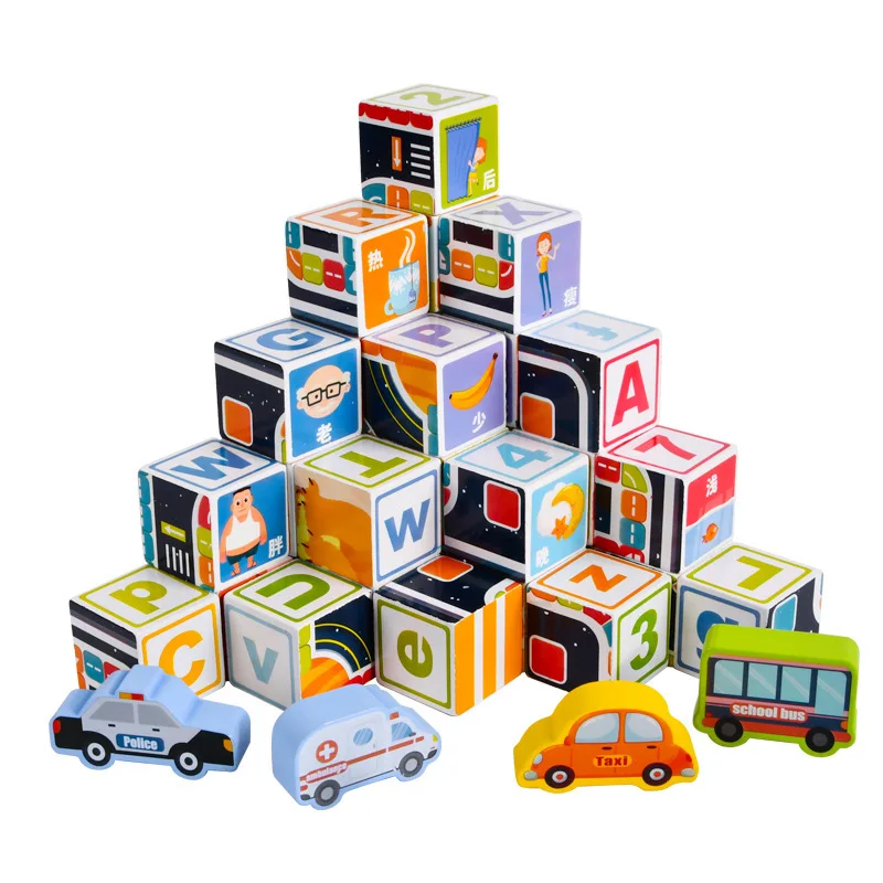 Bambini 3D Track Scacchi in legno Giochi Montessori Educazione Building Blocks Giocattoli Alfabeto animale Cognizione digitale Giocattoli Regali