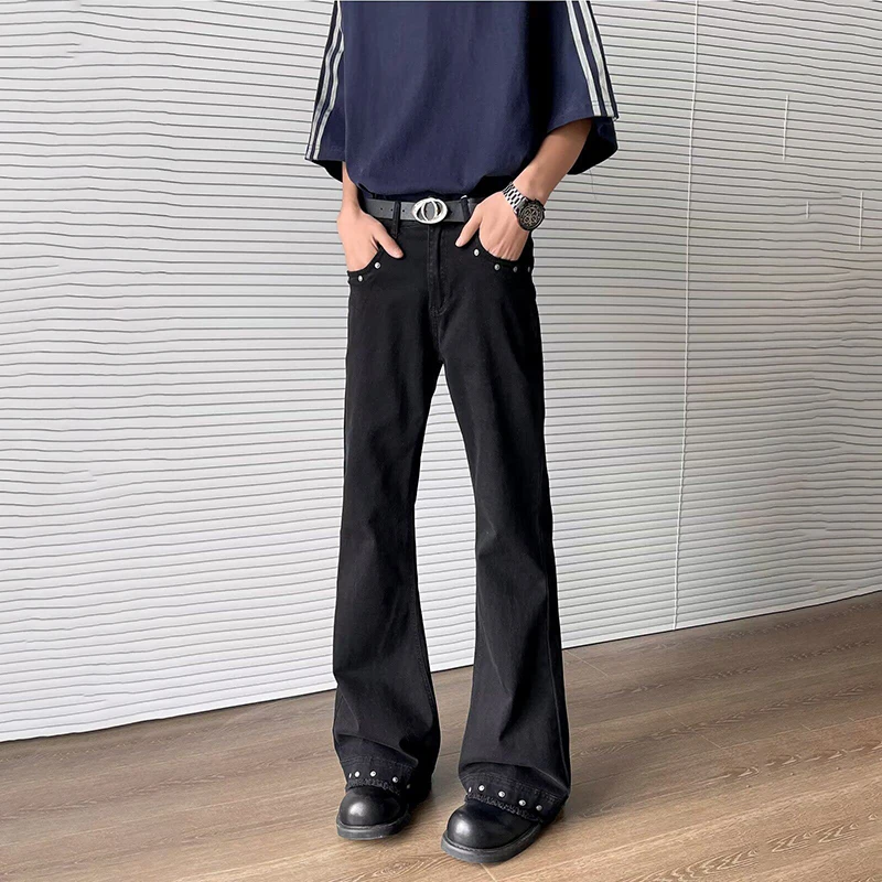 WTHT Vintage Heren Gesplitste Klinknagels Burr Edge Effen Kleur Denim Broek Mode 2025, Zomer High Street Losse Wijde Pijpen Jeans 2A0498
