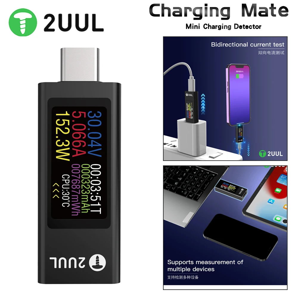 2UUL PW21 Mini Charging Mate Detector Bidirectional Current Detection Measurement of Charging For Mobile Phones Charging Tools