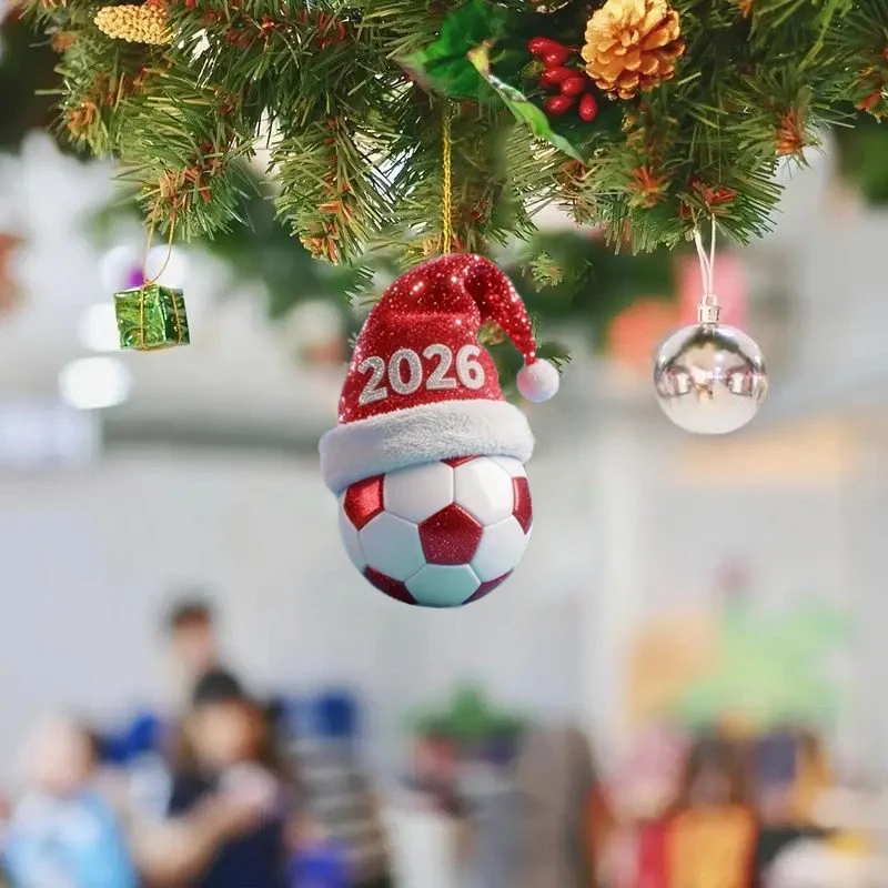 

{HMA43}2D Acrylic Football Keychain Pendant Soccer Ball Keyring For Car Bag Charms For New Year Party Christmas Gifts Holiday